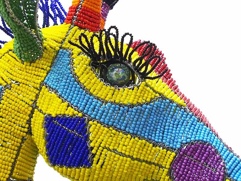 Colourful Beaded Giraffe Head Close Up