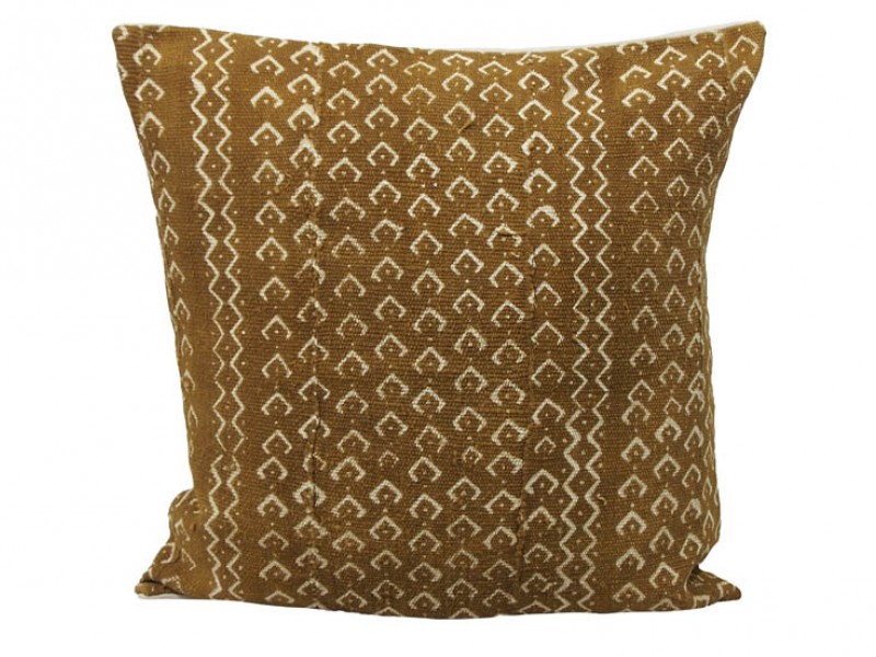 Mudcloth Cushion - Olive With Fish Scales 45 x 45cm