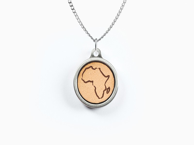 Hollow Africa Leather Inlay Pendant