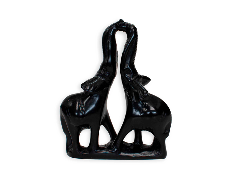 Black Soapstone Elephant Pair