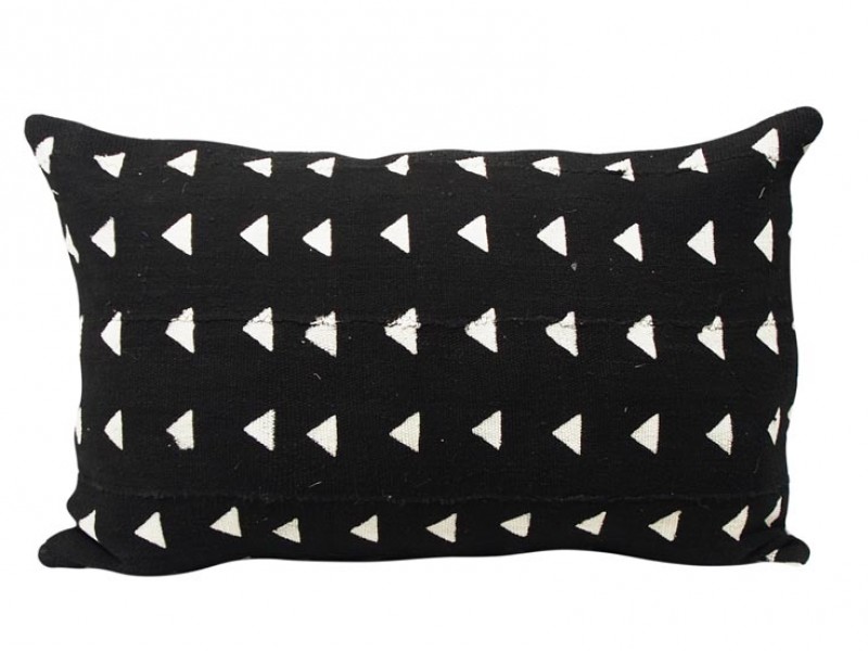 Mudcloth Lumbar Cushion - Black- White Arrows 60 X 40cm