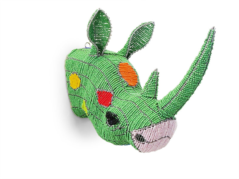 African Creative :: Mini Colourful Beaded Rhino Head