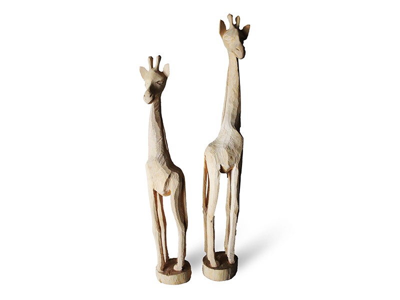 Carved Wooden Giraffe Full Figurine