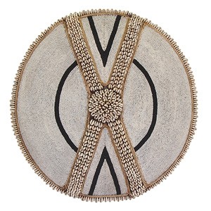 Large Beaded Shield - White with Black and Cowrie Cross