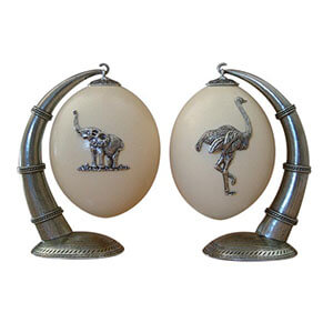 Ostrich Egg With Tusk Display Stand - Elephant Design