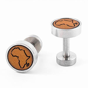 Hollow Africa Leather Cuff Links