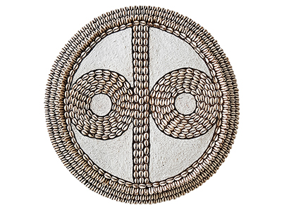 Large Beaded Shield with White Beads and Cowrie Shell Details