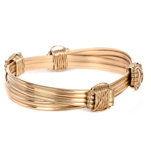 Mens 4 Gold Strand Bracelet With 4 Gold Knots