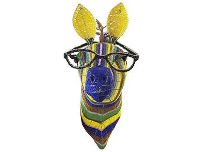 Colourful Beaded Zebra Head With Glasses