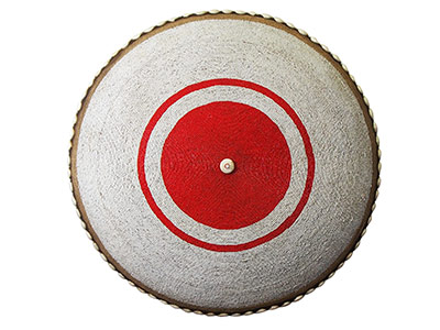 Large Beaded Shield - White With Red Centre