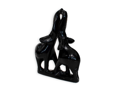 Black Soapstone Elephant Pair