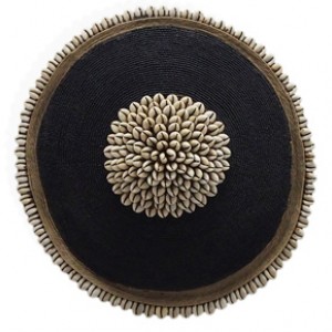 Small Beaded Shield - Black with Cowrie Center and Trim
