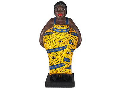 Mama Africa Wood Sculpture - yellow dress 38cm